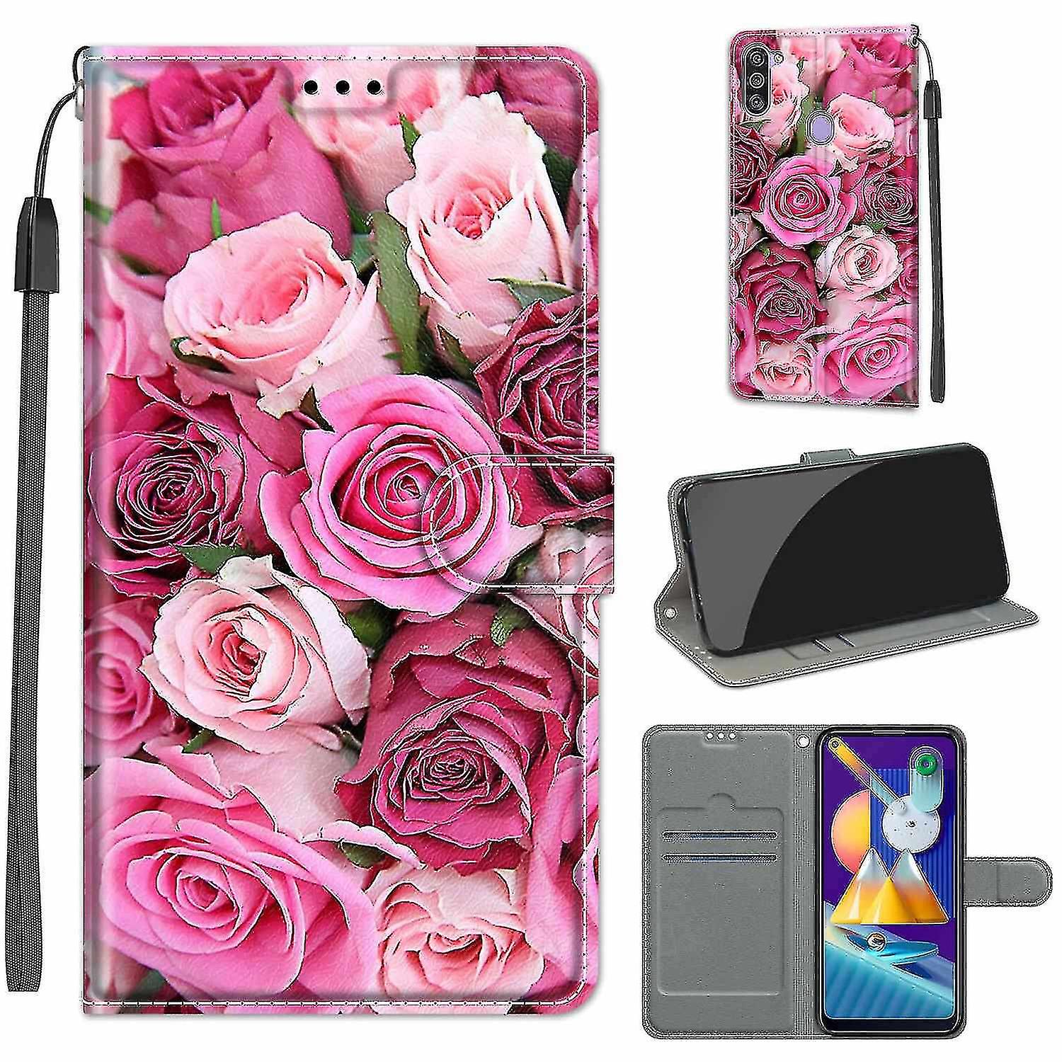 Compatible With Samsung Galaxy A11 Light Pink Rose Magnetic Mobile Case