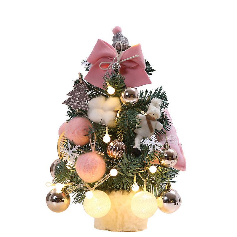 Christmas Gift Xmas 35cm Mini Desktop Tree Package With Light Strip Decoration