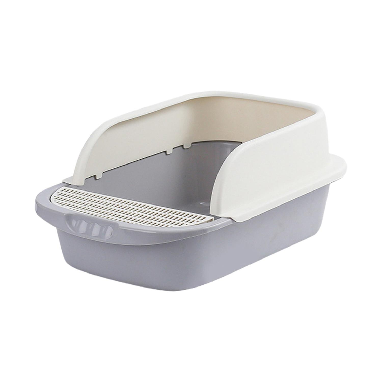 Cat Litter Box Semi-Closed Anti-Splashing Large Space Contrast Color Heighten Cat Litter Storage Det