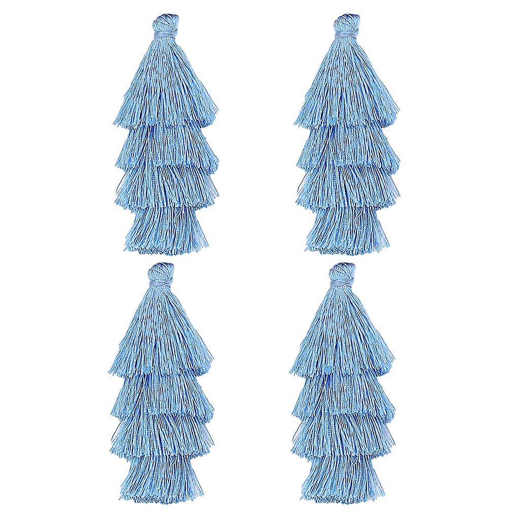 2 Pairs 4 Layers Bohemian Tassel Embellishments DIY Crafts Accessory black