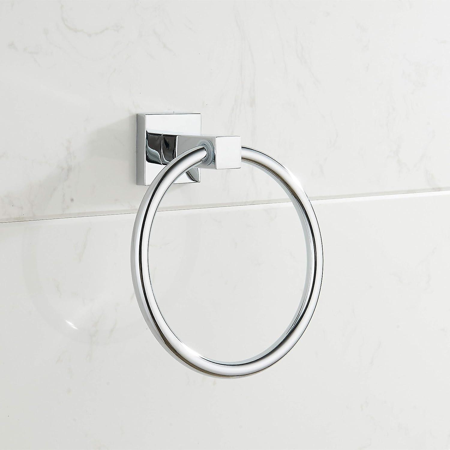 Minimalist chrome wall-mounted towel ring for bathroom