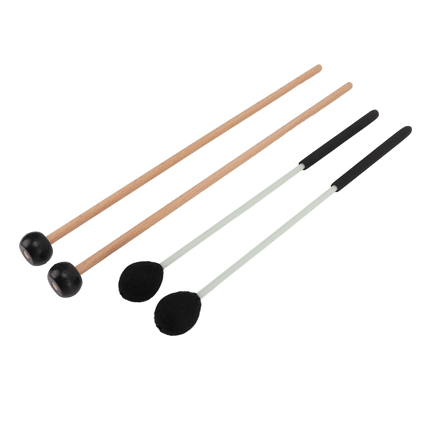 Marimba Mallet Set Medium Hard Yarn & Rubber Head Black Pair