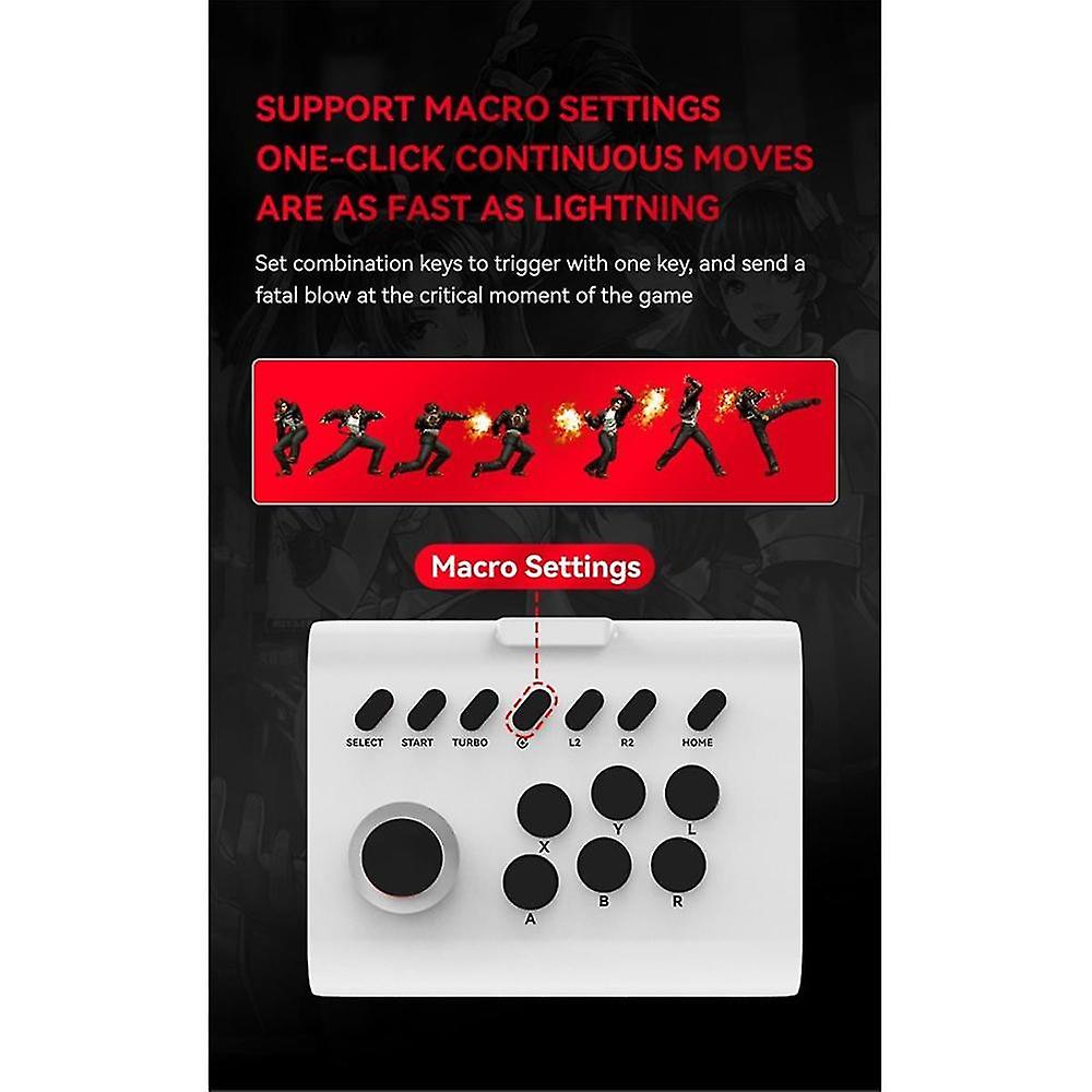 Wireless Joystick Controller Arcade Fighting Game Fight Stick Gaming Joystick For Ps3///switch/pc/android White+black