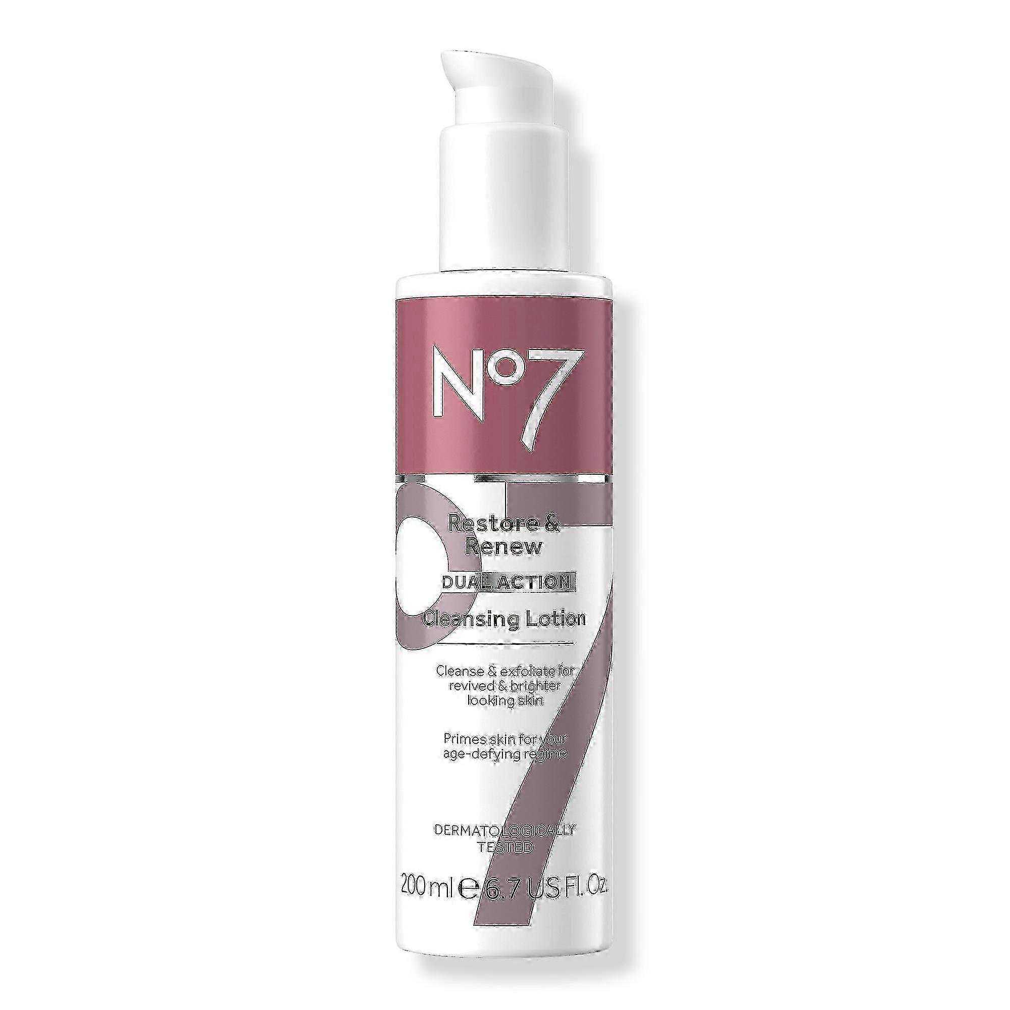No7 Restore & Renew Dual Action Cleansing Lotion, 6.7 Oz