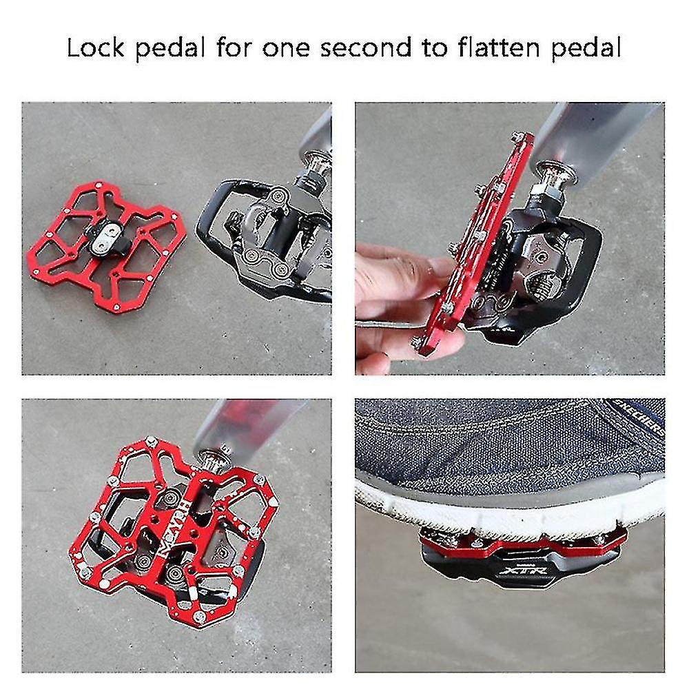 Eslnf 1 Pair Clipless Pedal Platform Adapters For Spd Pedal Red-AL