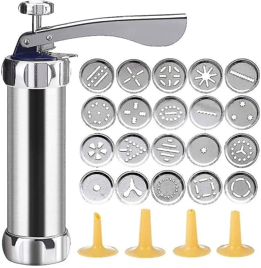 Aluminum Cookie Press Set with 20 Tips and 4 Thin Dough Discs