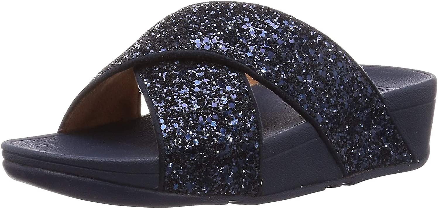 Fitflop Lulu Glitter Midnight Navy Womens Cross Slides Sandals