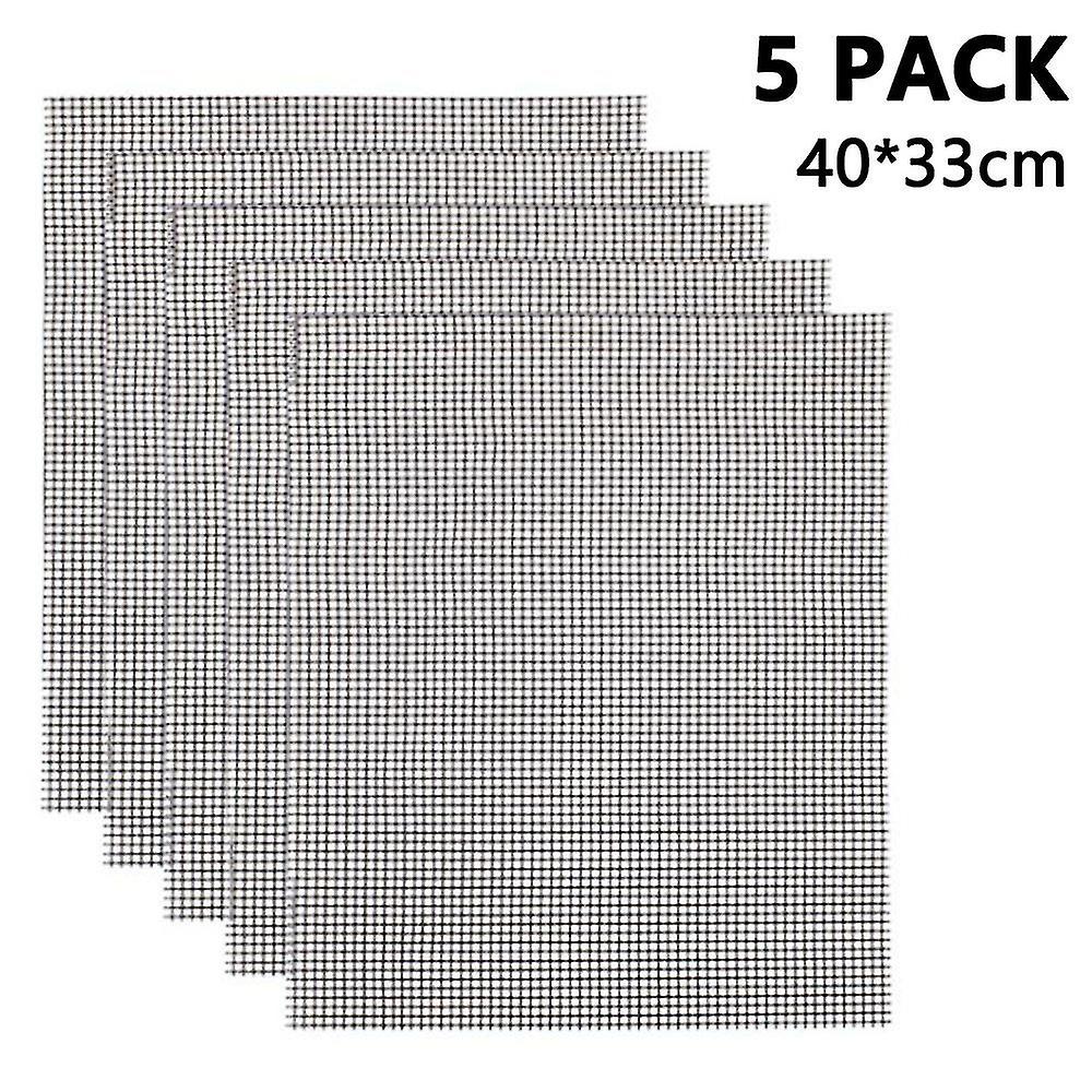 5pcs Bbq Grill Mesh Mat Non Stick Barbecue Net Pad Heat Resistance Grid Shape Baking Tool Grilling S