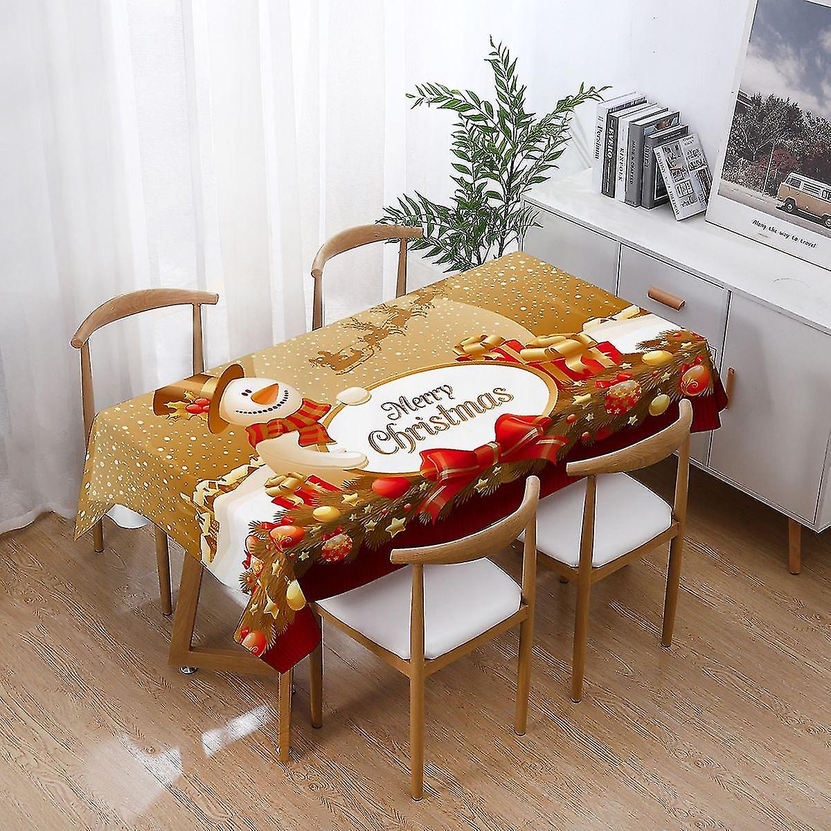 Rectangular Christmas Tablecloth Polyester 140 * 180cm Christmas Tree Patterns for Christmas Table D