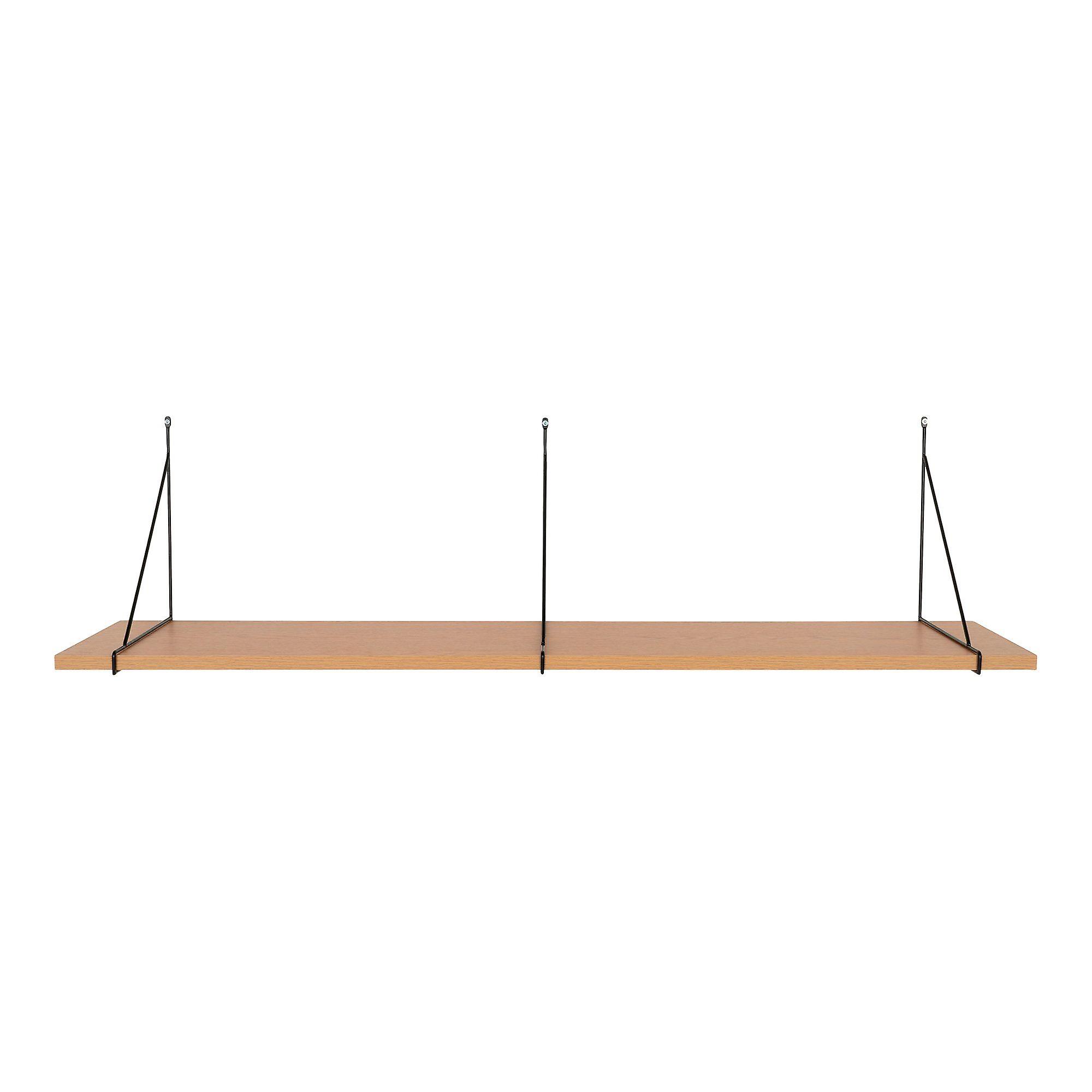 Wood and black wall shelf 120 x 29 cm