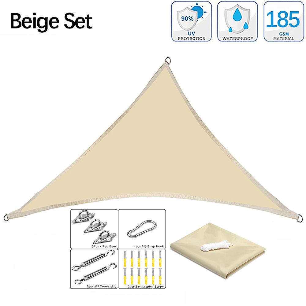 Grey Triangular Shade Sail, Waterproof And Uv Resistant 300d Polyester Awning, Sun Canopy For Carports, Backyards, Gardens, Etc.
