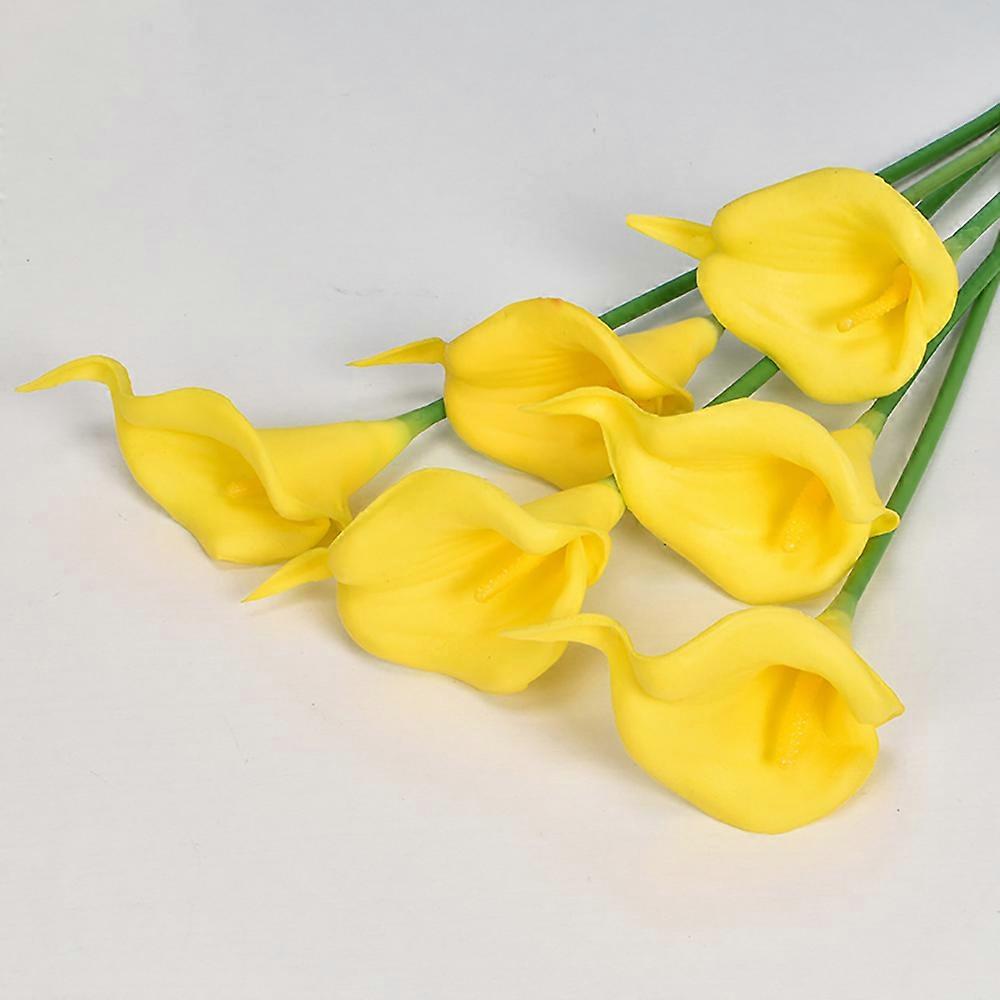24 Pcs Artificial Calla Lily with Soft PU Stem (Yellow)