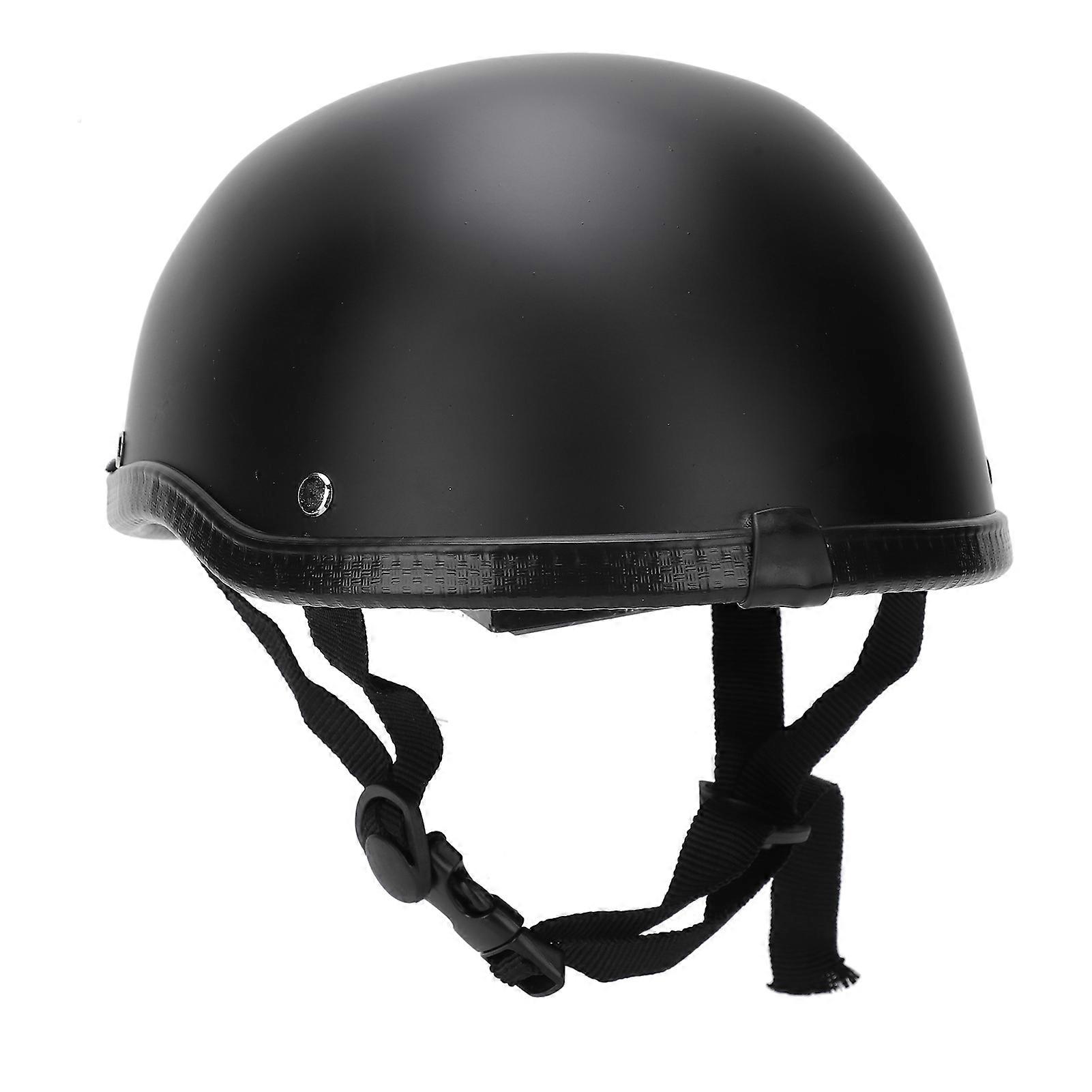 Motorcycle Low Profile Half Face Helmet Skull Cap Matte Black (L) E2U~03