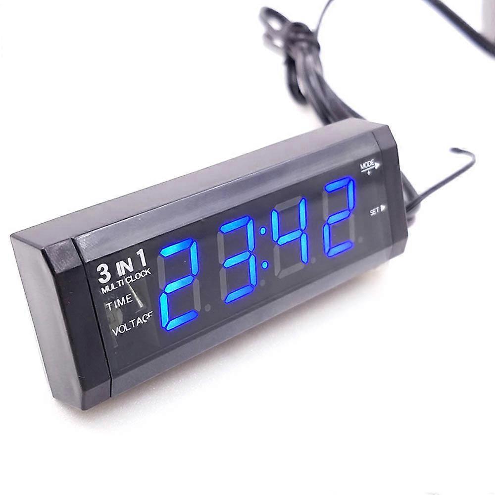 3 in 1 Car Auto Electronic Clock Car Thermometer Vehicle Voltmeter Adornment Decoration