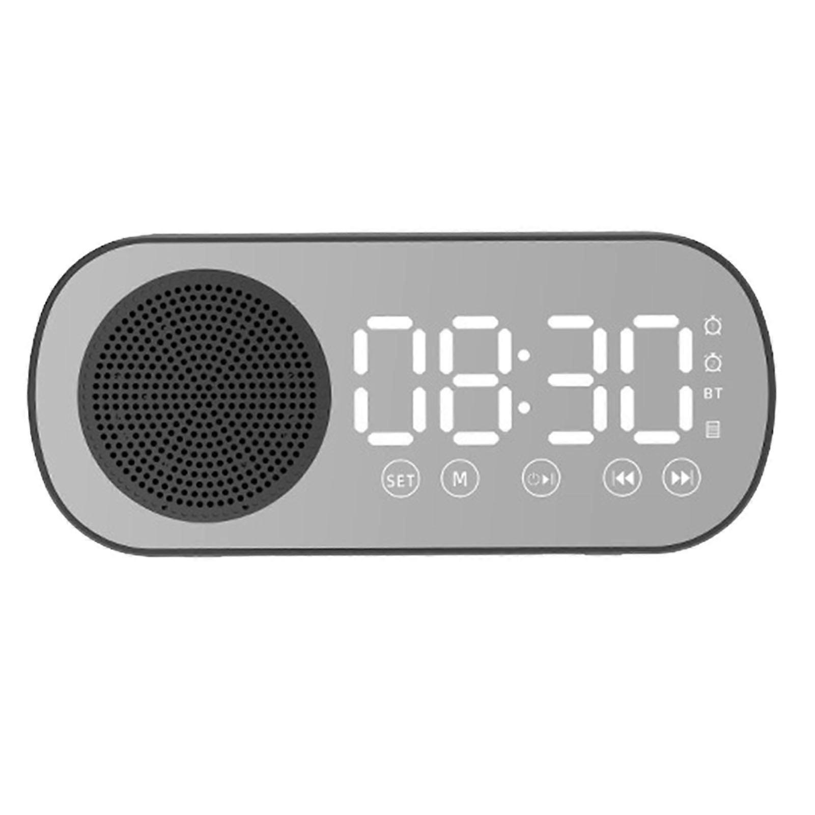 Bluetooth Speaker Clock Multifunctional Smart Digital Mirror Alarm Clock for Home School Office English Version Z7 Black