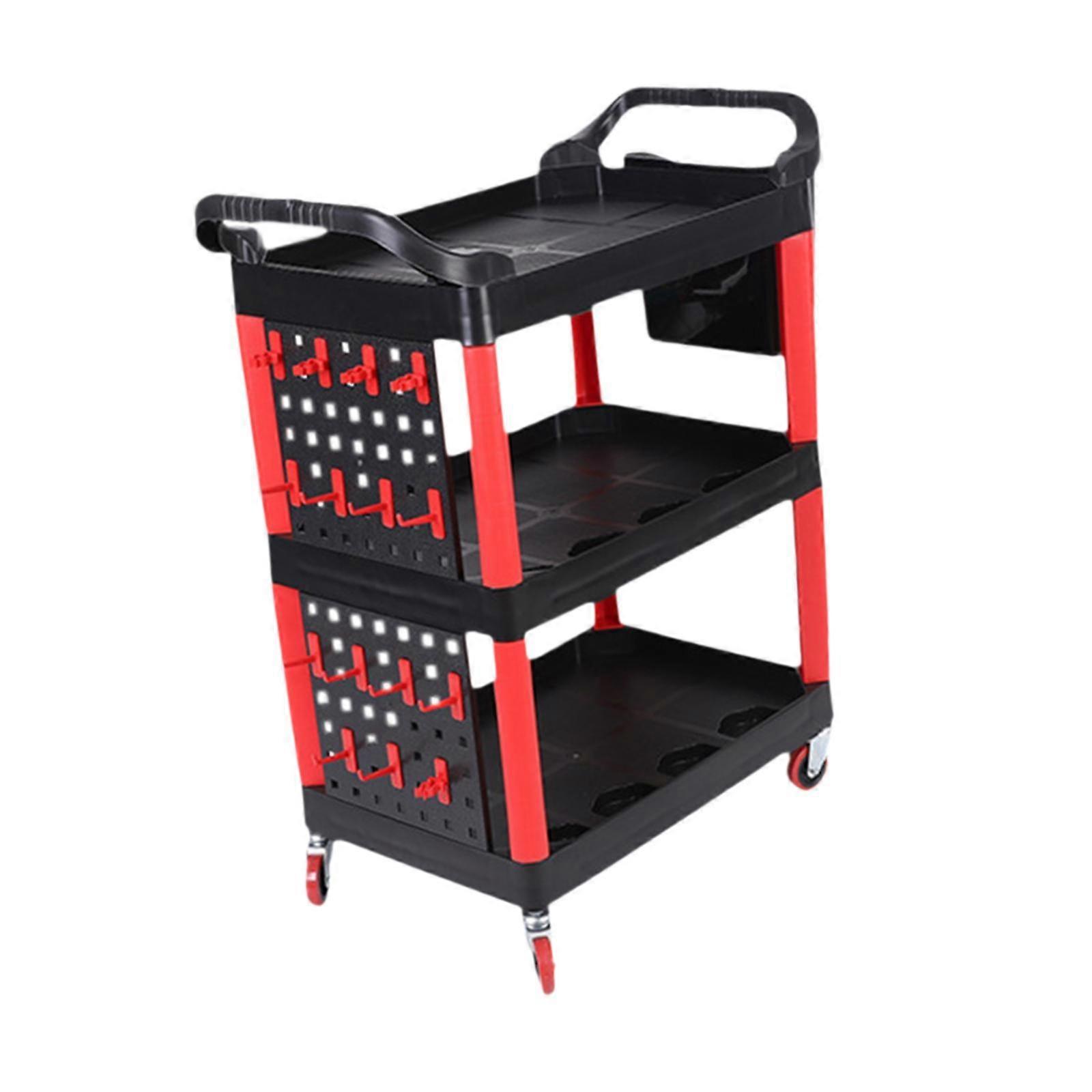 3 Tier Auto Detailing Cart DIY Home Projects with Wheels Car Rolling Trolley Black with Bucket