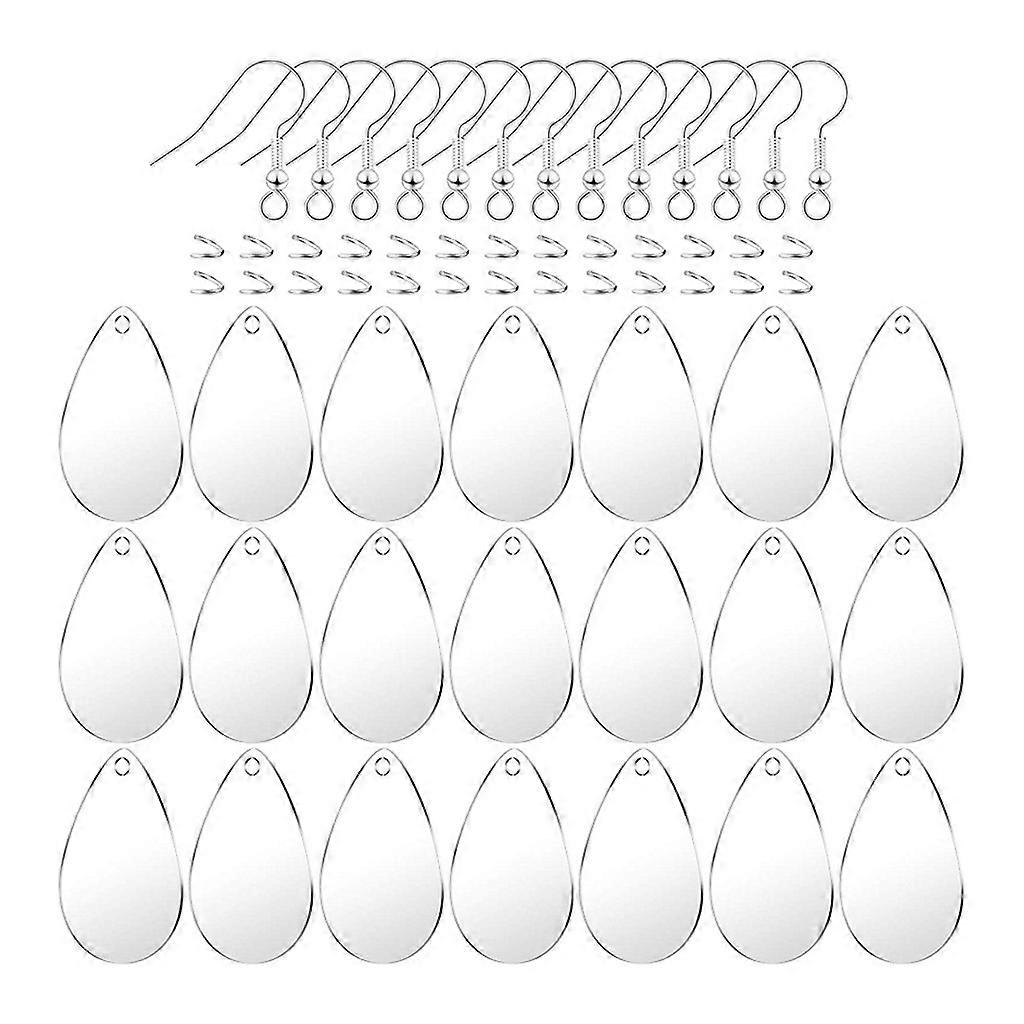 48Pcs Acrylic Teardrop Pendants with 60Pcs Earring Hooks 60Pcs Open Jump Rings