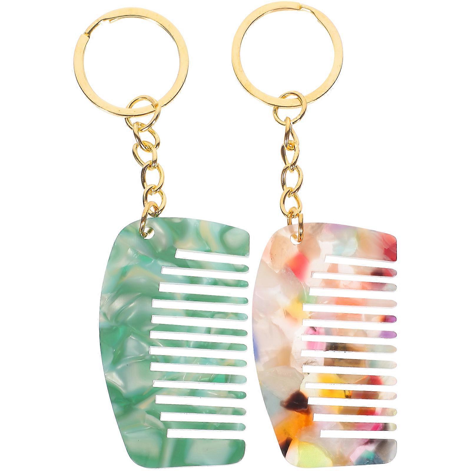 2pcs Portable Comb Keychains Travel Pocket Comb Wide Tooth Comb Detangling Comb