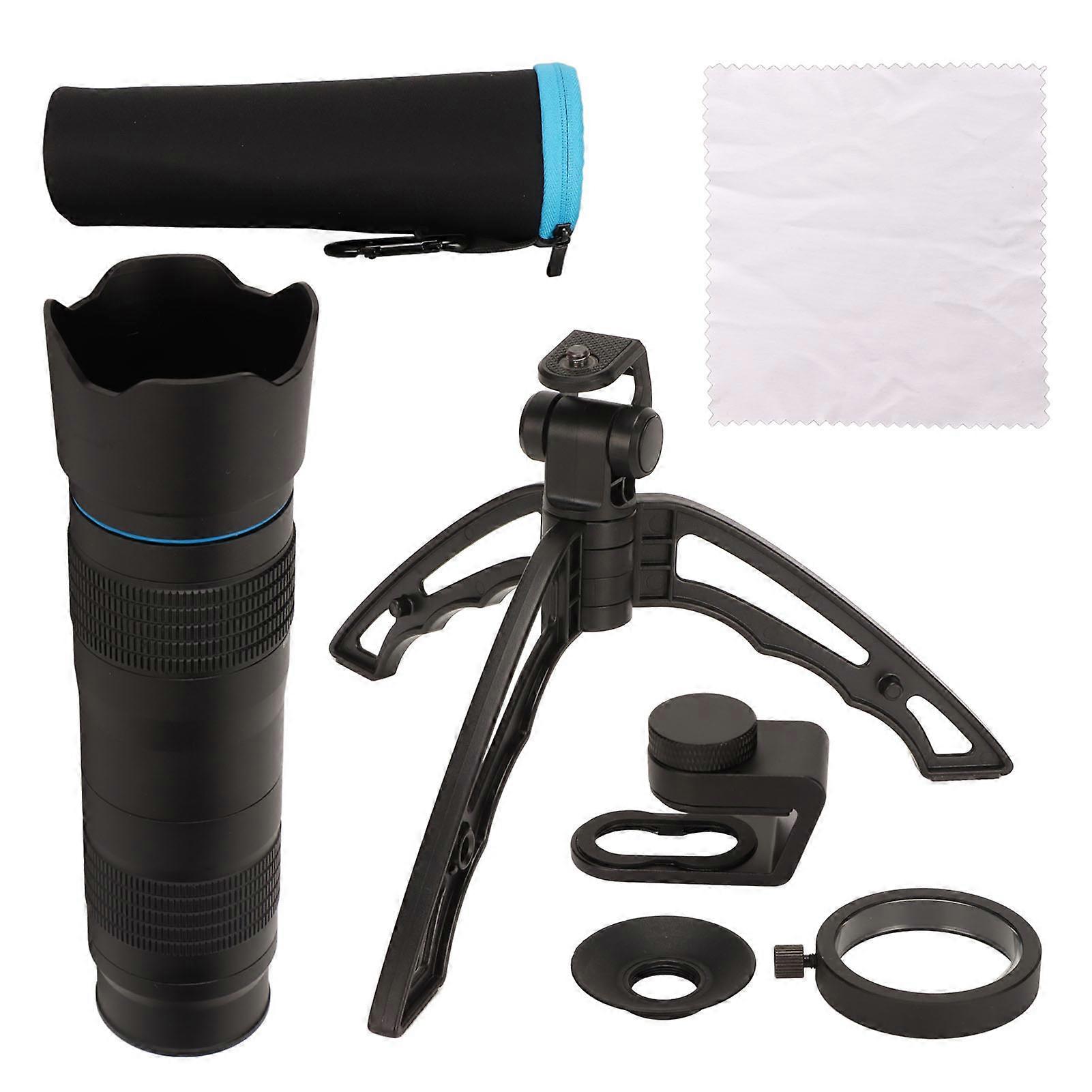 20?40x Zoom Lens with Tripod HD Monocular External Dual Adjust Zoom Telescope Universal Telephoto Phone Lens