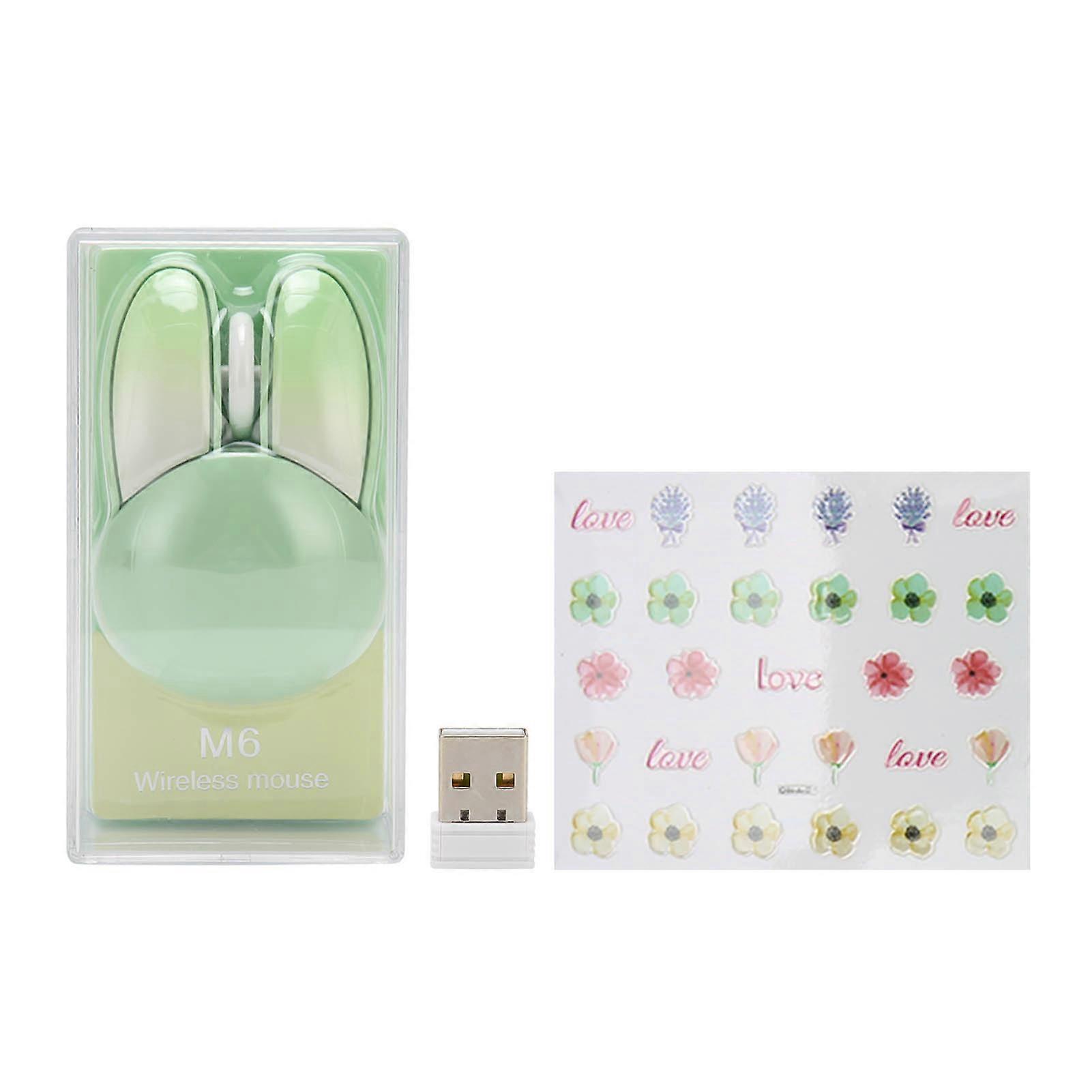 Cute Rabbit Wireless Mouse 2.4G Adjustable DPI Sensitivity 33ft Effective Range Battery Powered Silent Mouse Gaming Mice Green