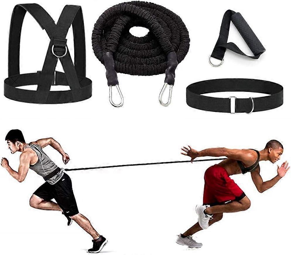 Double Pull Resistance Rope 4-Pcs Bungee Resistance Cord Set Fit Solo or Partner Great compatible with Vertical Jumps Lateral Movement Sprint Overspee