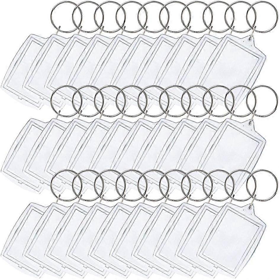 Photo Keyring 30 Pieces Blank Photo Keyrings Double Sided Blank Insert Keychain Acrylic Clear Photo Key Rings with Split Ring for Crafting Gi