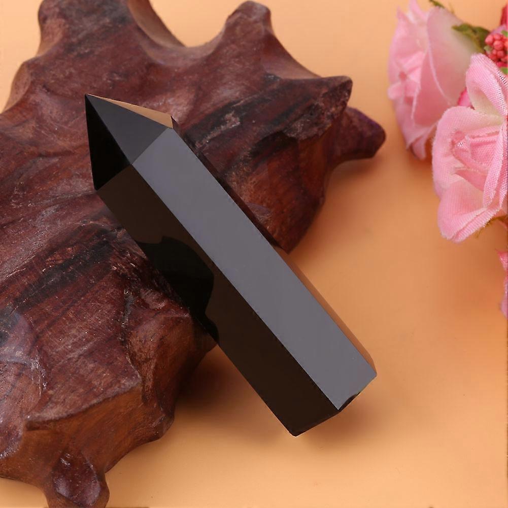 1pc Natural Black Obsidian Crystal Stone Point Healing Hexagonal Wand Column