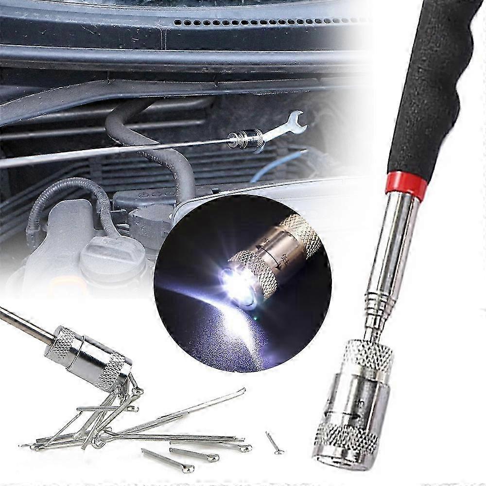 1/2Pcs Magnetic Pickup Tool LED Light Telescoping Handle Pick up Magnet Retractable Grabber Tool -NMAOV