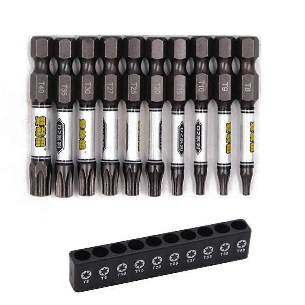 10pcs Magnetic Torx Screwdriver Bit Set Impact Drill Batch Head Tamper Proof Security Screwdriver Bits Torx Hexagonal Cross Head