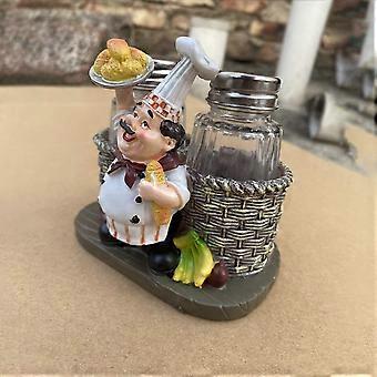 Nikou Statua Chef Con Contenitore Per Sale E Pepe – Ornamento In Resina Per Cucina, Simpatico Regalo Per Cuochi E Appassionati