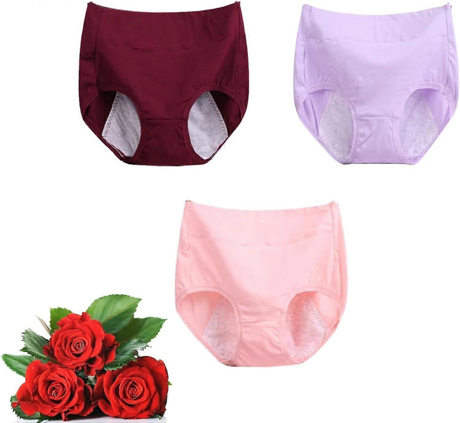 Hög midja Plus Size Bomull Läckagesäkra Fysiologiska Underkläder, Plus Size Magkontroll Läckagesäker Trosa