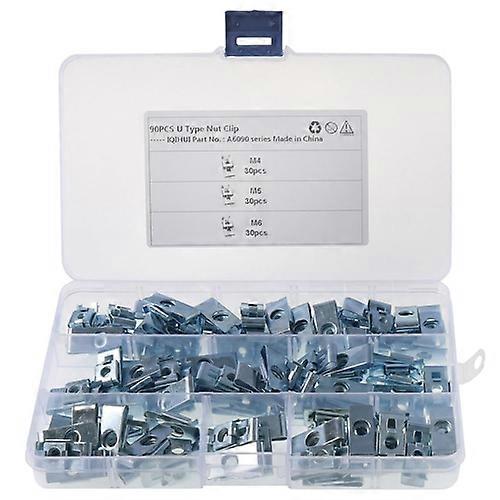 A6090 90 قطعة سيارة M4 / M5 / M6 مشابك السحابة قاعدة على شكل حرف U كليب الجوز