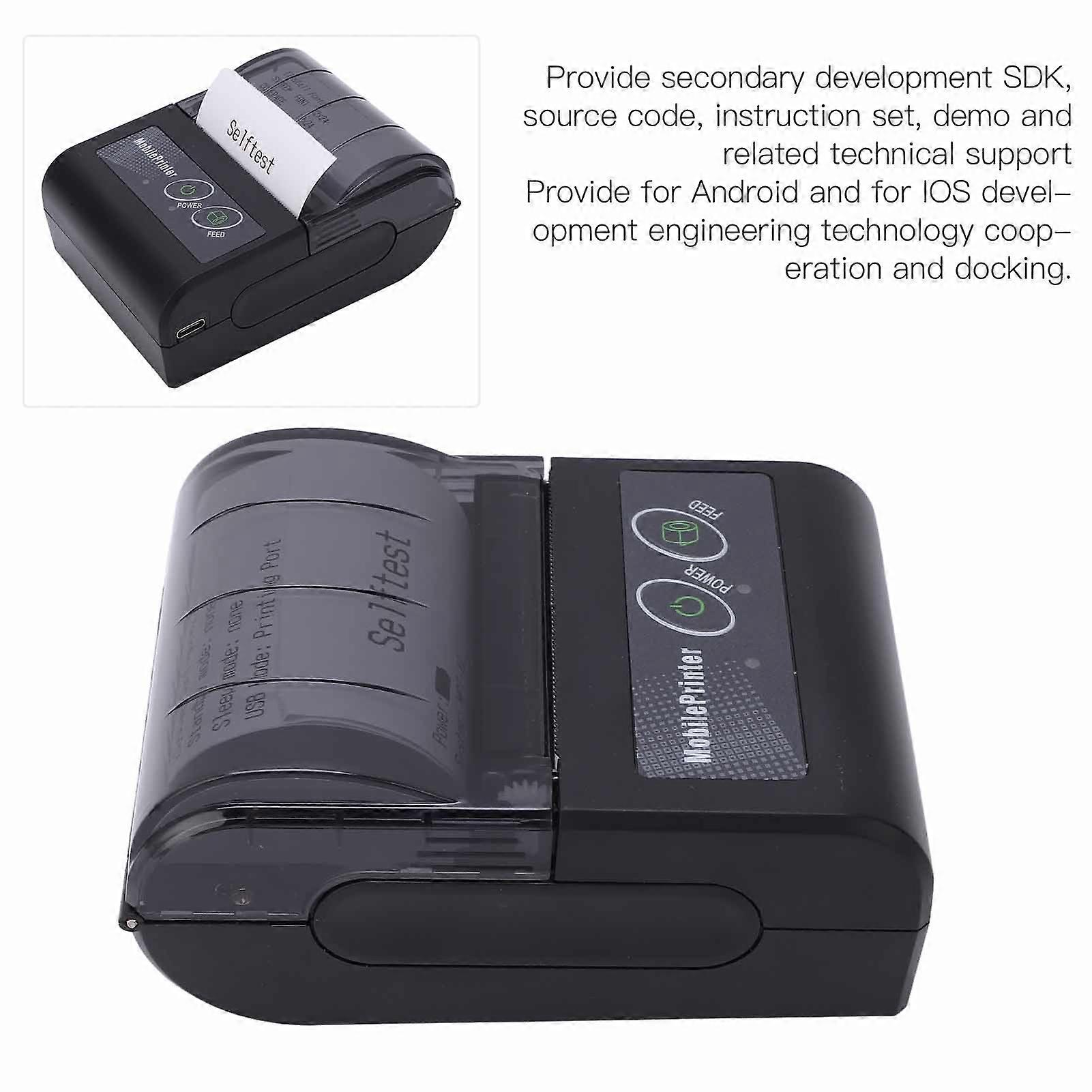 Wireless Bluetooth Thermal Receipt Printer Mini Portable for IOS for Android for Supermarkets RestaurantsEU Plug