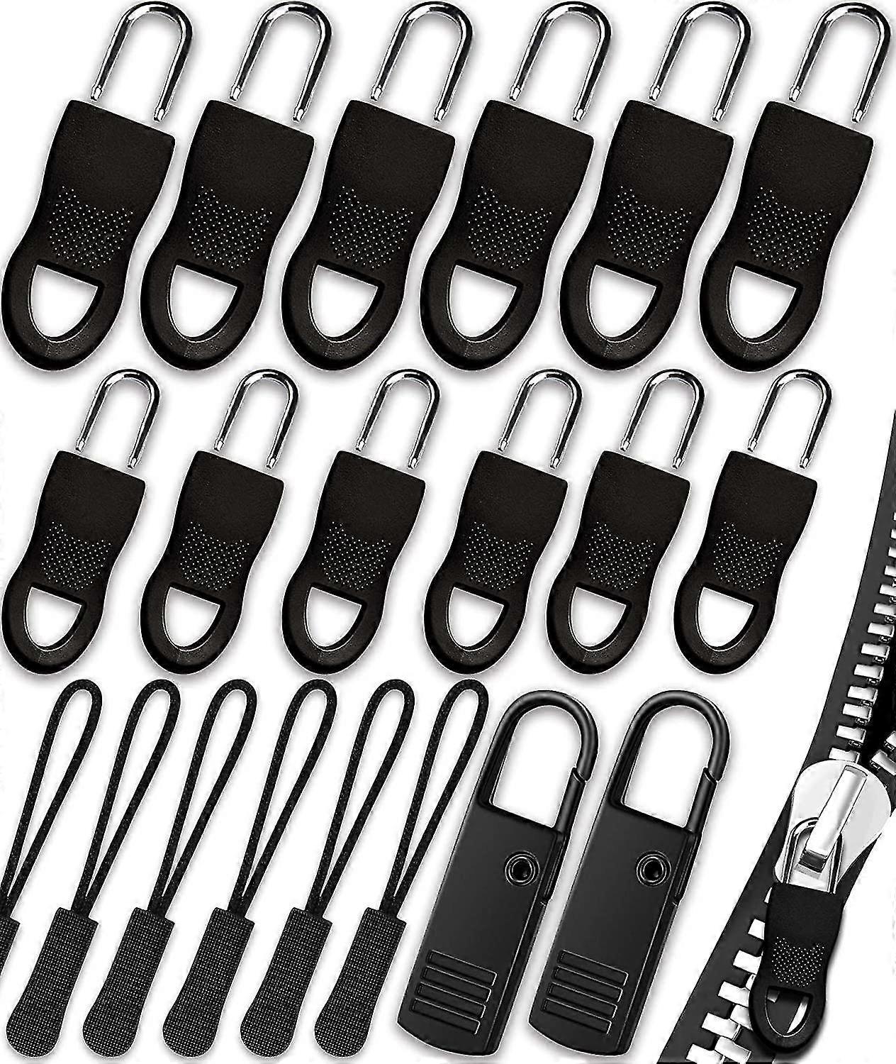 Zipper Pull, Universal Zipper Pull Replacement Kit, Removable Zipper Pulls Tab Replacement (20 Pcs), Black Zipper Pulls For Jackets, Luggage, Backpack