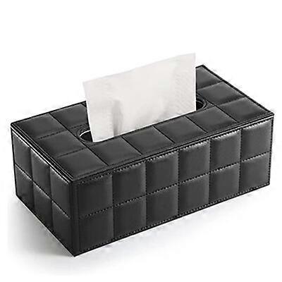 1 pcs Rectangular Leather Tissue Box (Black)