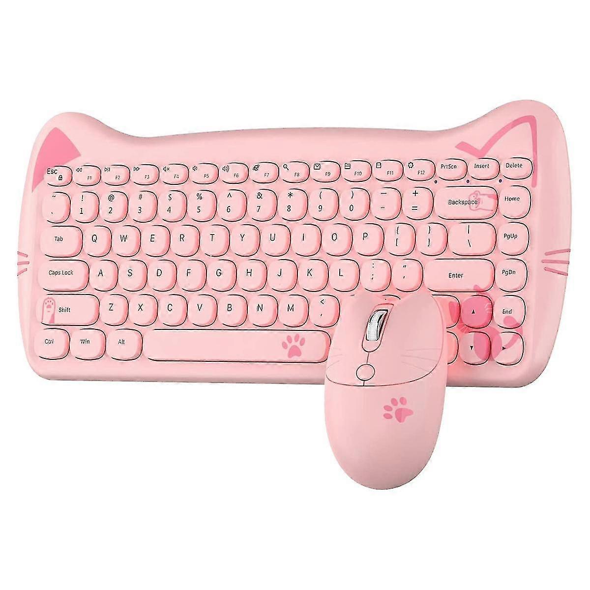 Wireless Keyboard And Mouse Combo ,2.4ghz Wireless Retro Cute Keyboard Mouse Set For Pc Desktop Lap