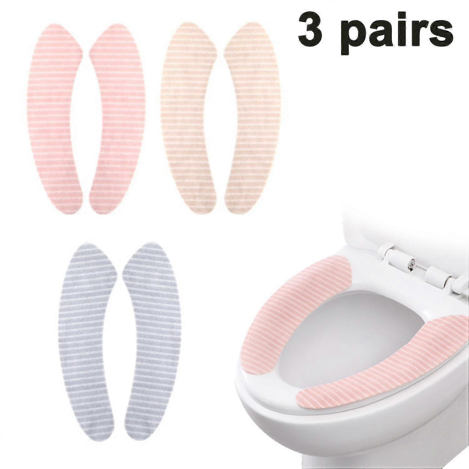 3 Pairs Toilet Seat Warmer Cover, Padded Cushion Bathroom Soft Thicker