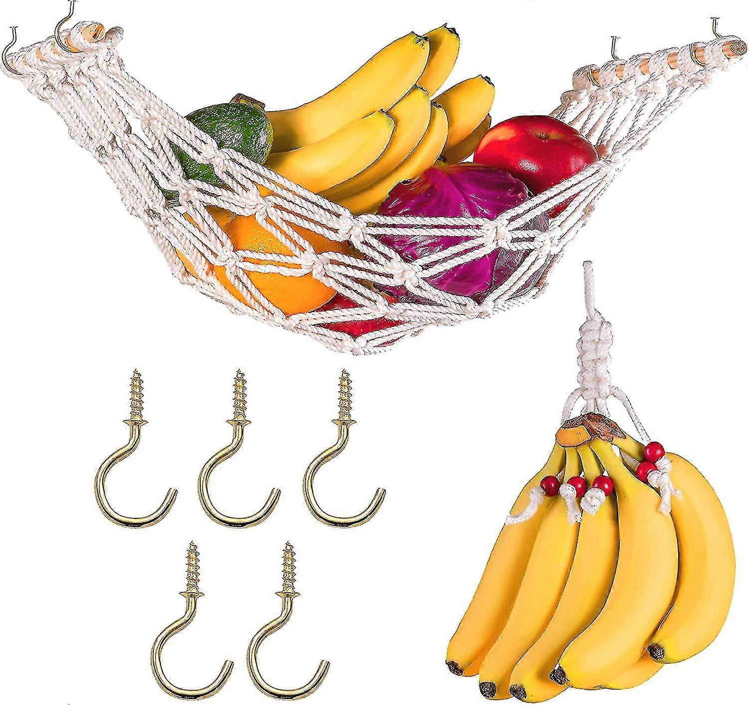 Veggie Banana Hammock Fruit Holder Net,macrame Fruit Hammock For Kitchen Under Cabinet