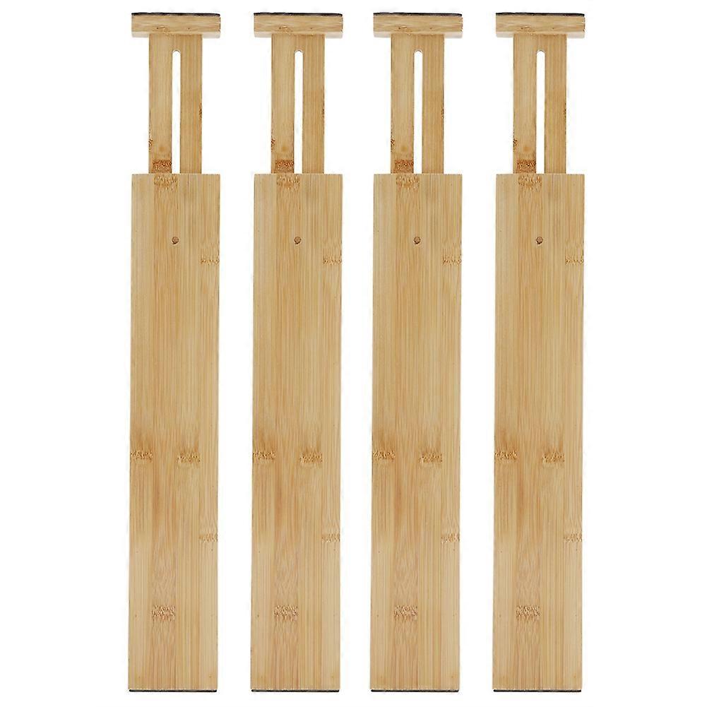 4 PCS Adjustable Extendable Bamboo Kitchen Drawer Divider Organizer