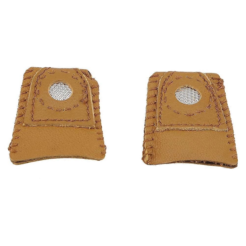 2pcs Small Size Leather Thimble Finger Sets with Metal Tip Hand Needlework Accessory_Special Gift