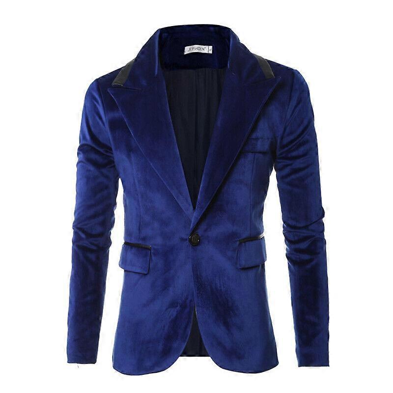 Męska welurowa kurtka Aksamitna marynarka Lapel Suit Sukienka z jednym guzikiem Party Showman