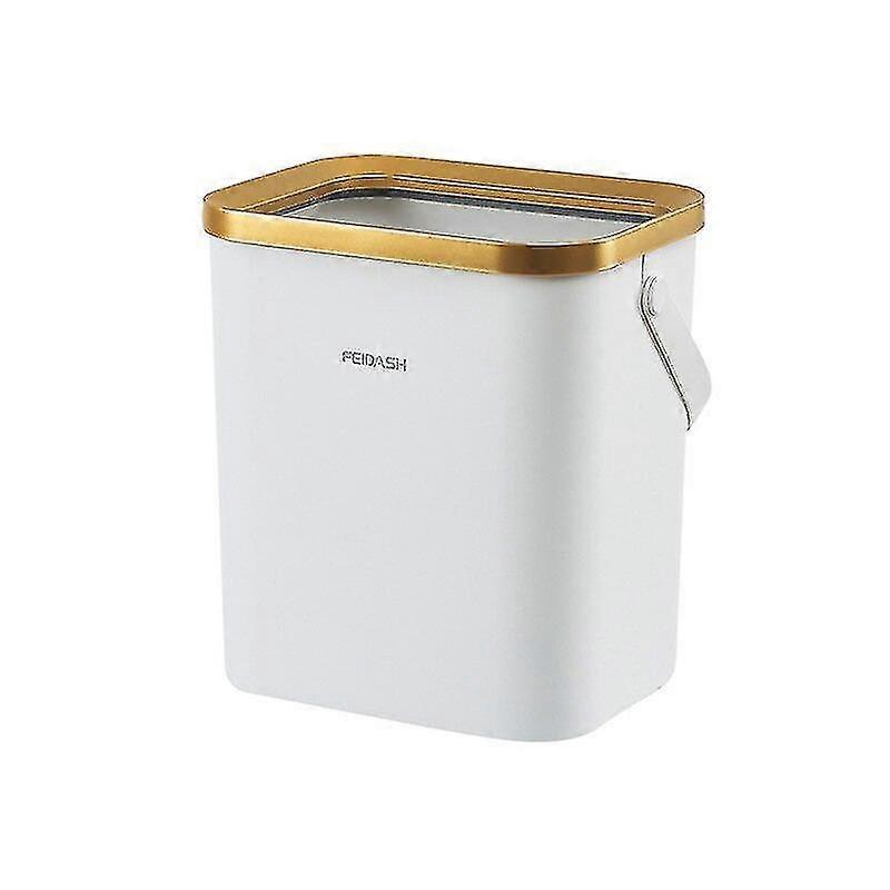 Luxury Golden Trash Can Large-capacity Trash Bin For Kitchen Bathroom High-foot Push-type Plastic Garbage Trash Compost Bin
