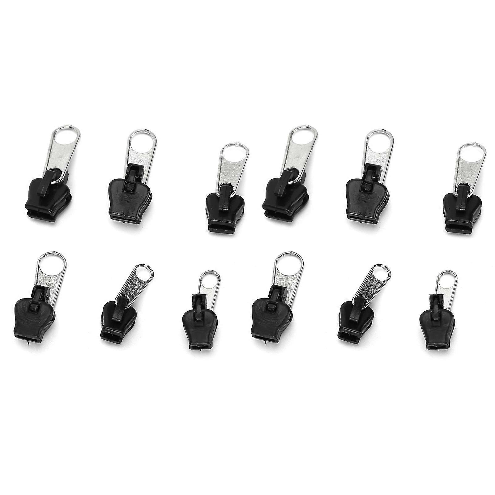 Universal Zipper Head Repair Kit - 12Pcs Replacement for Jackets Jeans Trousers Coats Wallets
