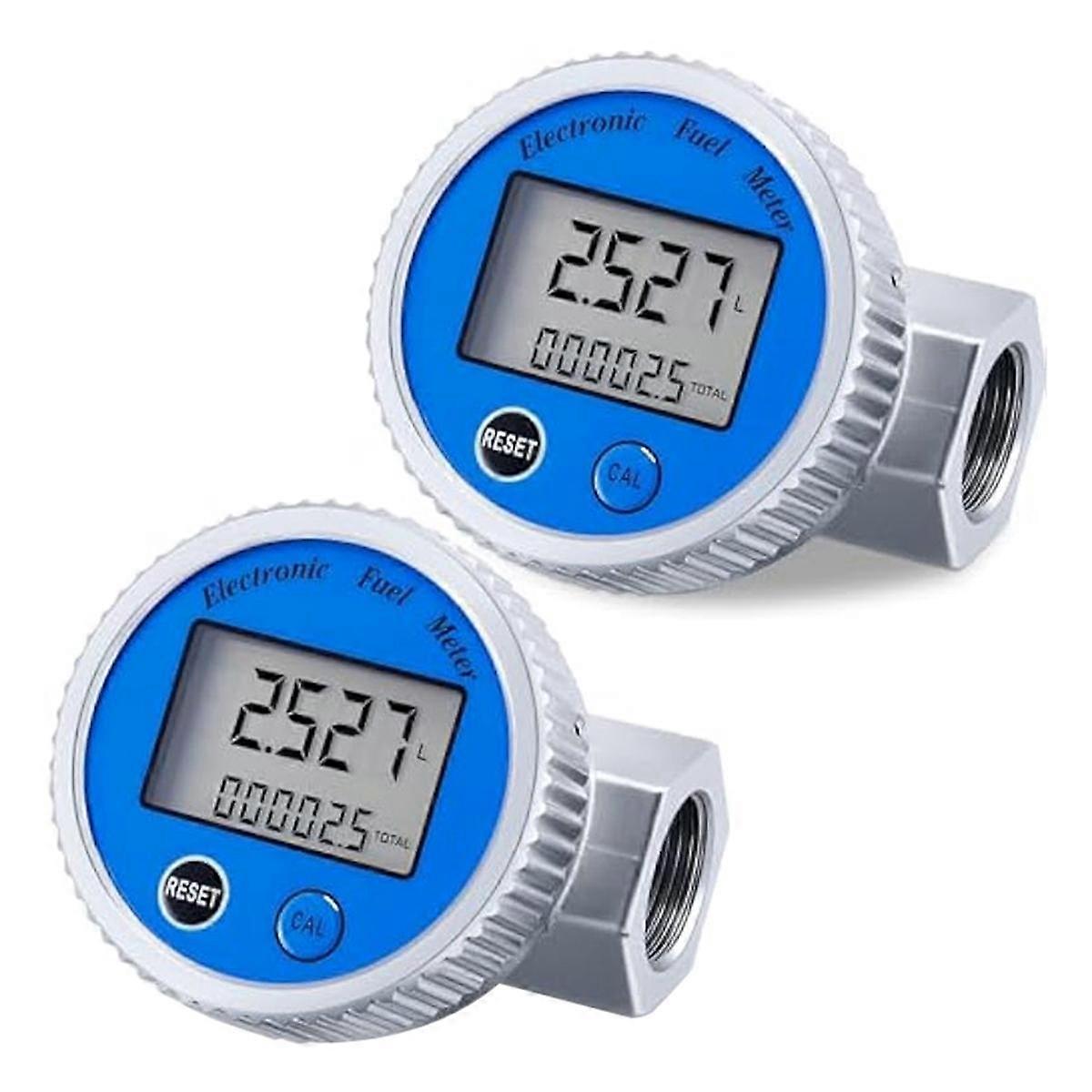 2Pcs Digital Turbine Flow Meter 1in NPT Thread Water Flow Meter Fuel Meter Gas Oil Fuel Flowmeter,f