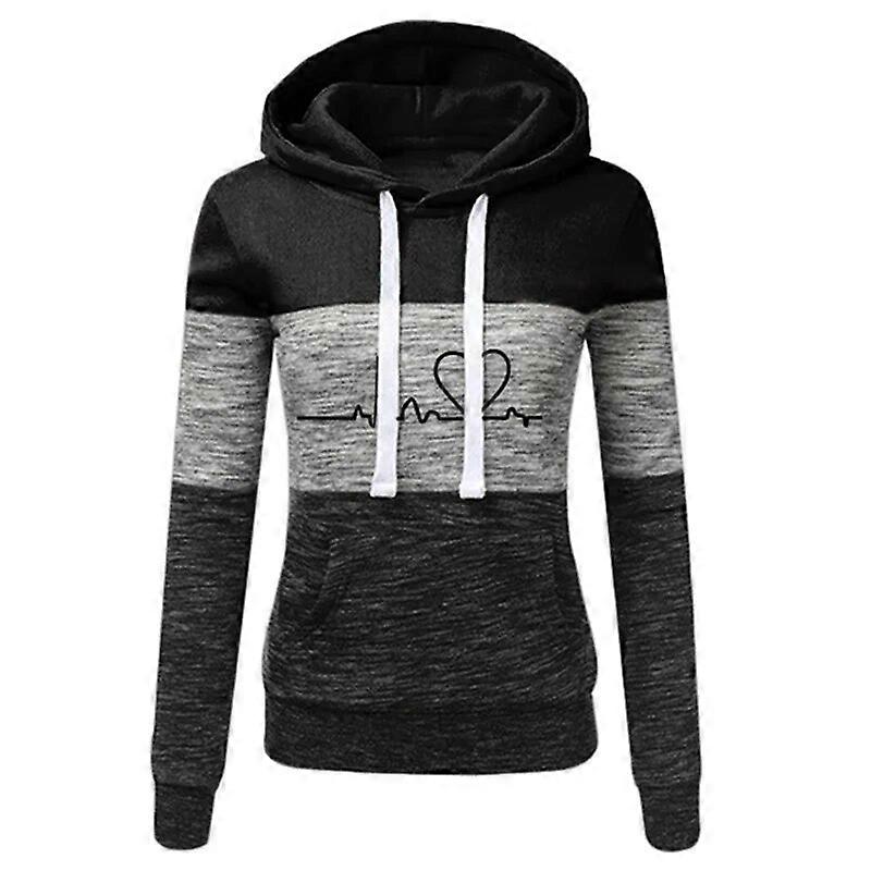 Autunno Inverno Caldo Felpa Con Cappuccio A Maniche Lunghe In Pile Delle Donne Moda Slim Fit Felpa Da Donna Casual Corrispondenza Di Colore All'aperto Pullover Nero1