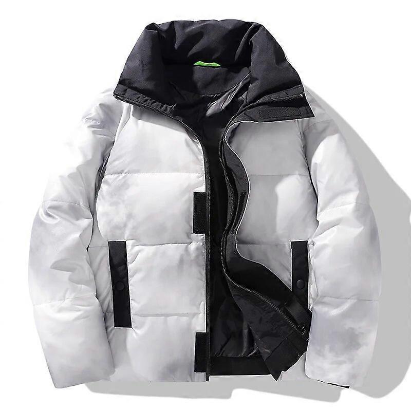 Winter Men's Down Jacket Stand-up Collar Loose Hong Kong Style Ins Tide Tie-dye Down Jacket Coat Male MWY044 LightGrey