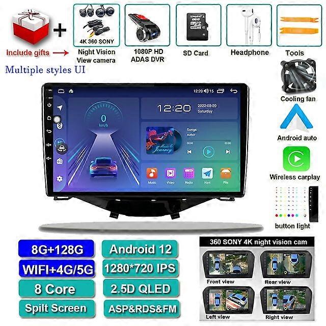 أندرويد أوتو أندرويد 12 لتويوتا أيجو بيجو 108 2016 سيتروين C1 بلو راي IPS نافي GPS ستيريو مشغل الوسائط المتعددة Carplay