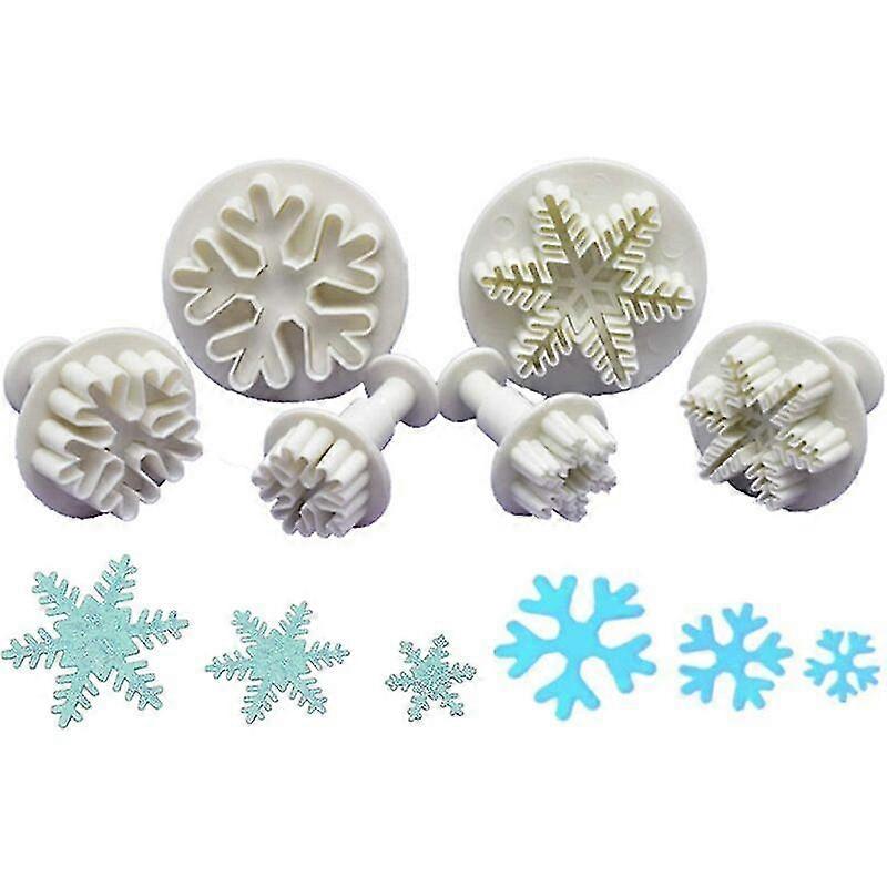 Snowflake Cake Modeling Tools Plastic Cookie Cutters White Snowflake Cookie Cutter Christmas Snowflakes Cake Decorating Pastry Dough Stampers Modeling