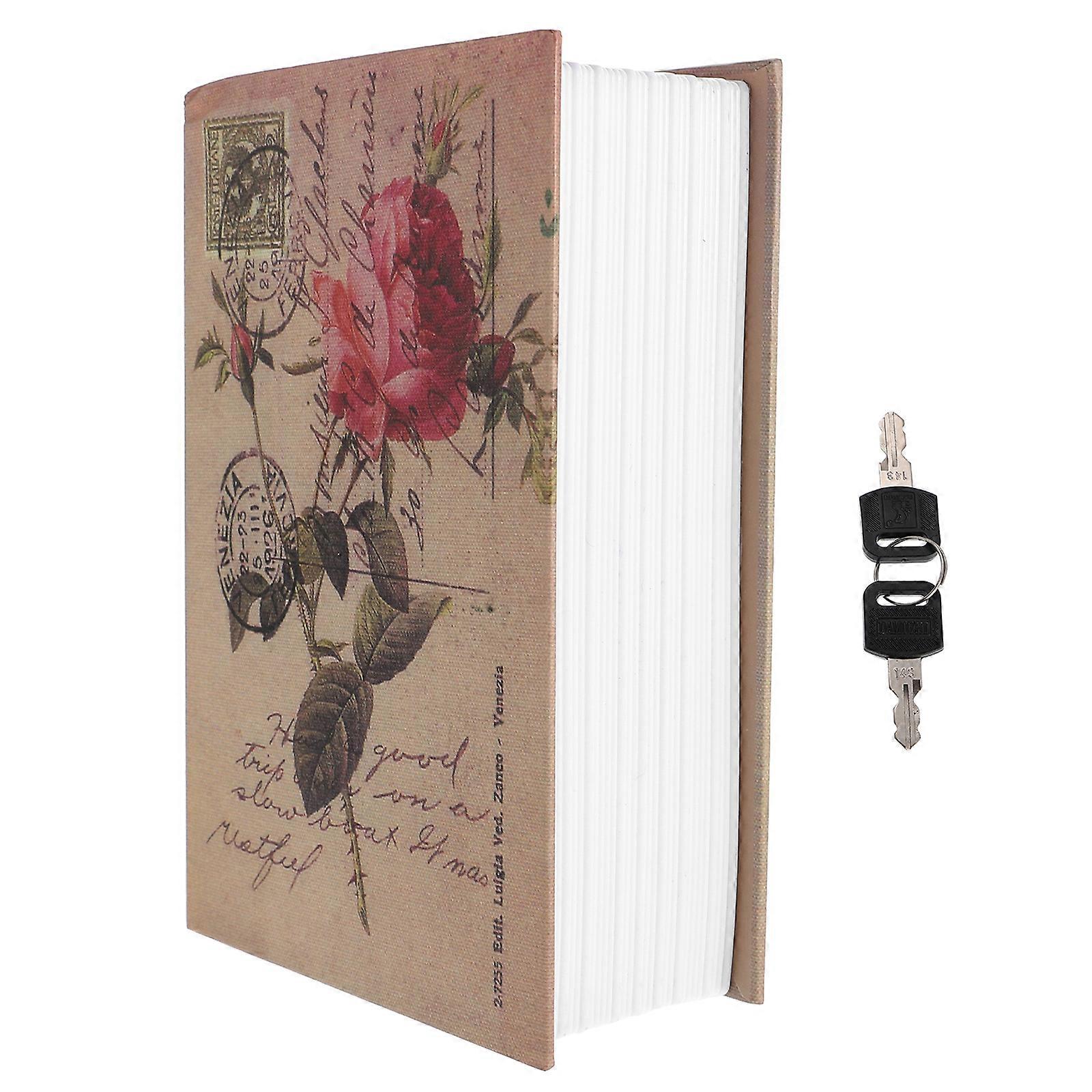 Simulering Book Coded Lock Box Retro Style Mønster Safe Box Secret Book Safe Box