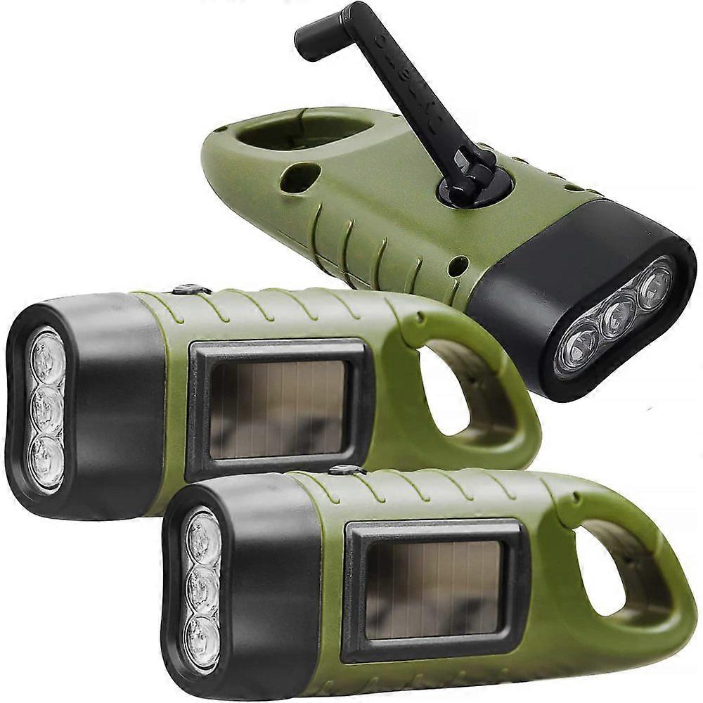 LED Hand Crank Rechargeable Flashlight 3 Pack